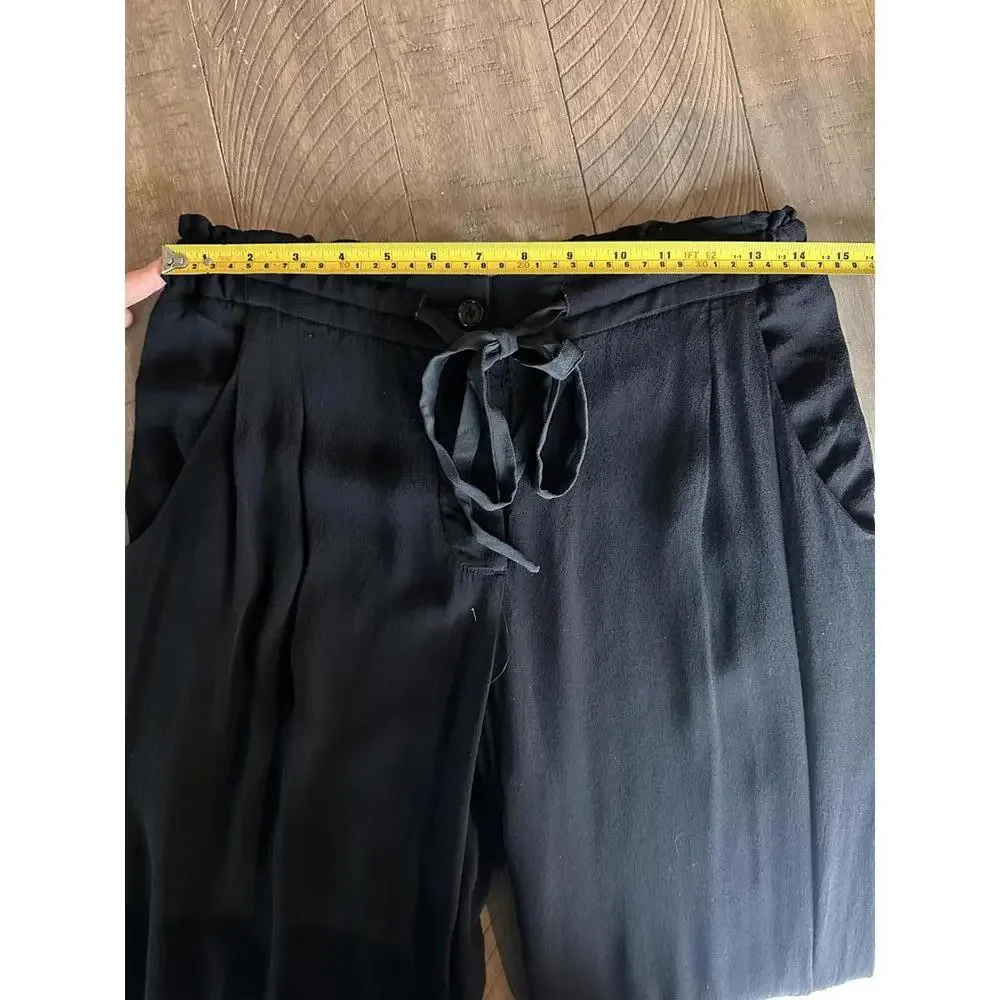 Aritzia Wilfred Silk Blend Marais Paper Bag Pull on Pants Black Women’s sz Small - Picture 9 of 15
